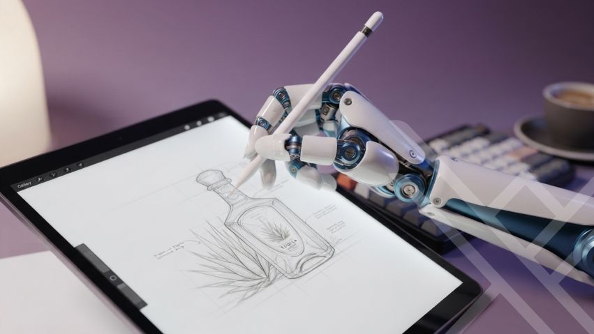 The hybrid model of AI spirits label design combining algorithmic speed with bespoke human curation